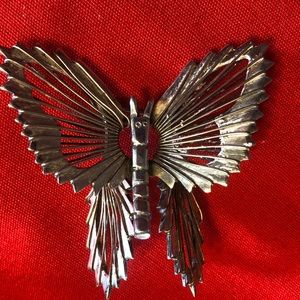 Vintage Sterling Silver Butterfly Brooch